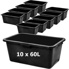 10 X Conteneur De Construction Pour Mortier, Forme Rectangulaire 60 L Largeur: 72 Cm