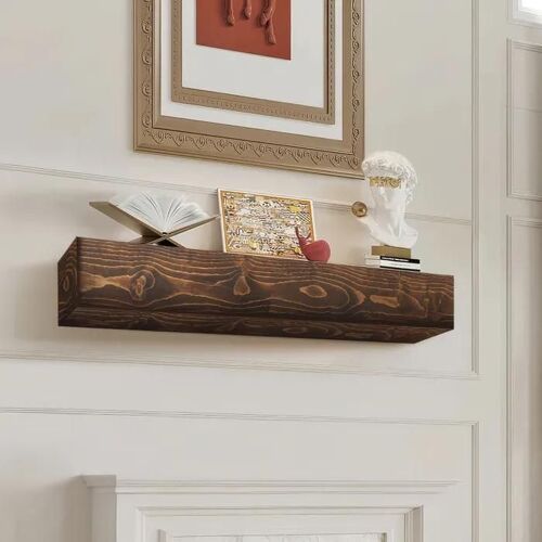 Étagère Flottante Murale de Cheminée-VEVOR-213,3x20,3x15,24 cm-Charge 22,7 kg-pour Décoration Murale-Marron Naturel