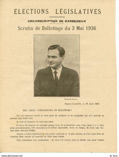 Charente 16 Barbezieux Lot De 12 Documents Sur Les Legislatives De 1936 (Rethore, Roger Fort, Weill-Raynal,Malet)