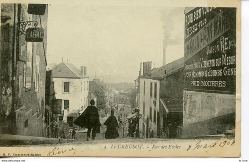 Cpa 71 Le Creusot. Rue Des Ecoles 1908