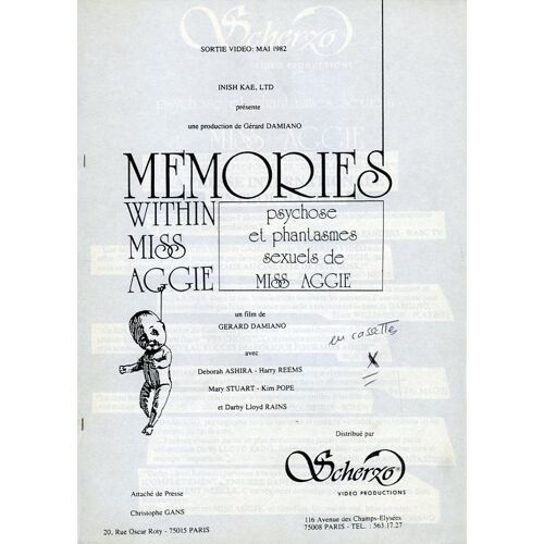 Memories Within Miss Aggie, Dossier Presse-Gerard Damiano, Deborah Ashira, Eric Edwards, Harry Reems