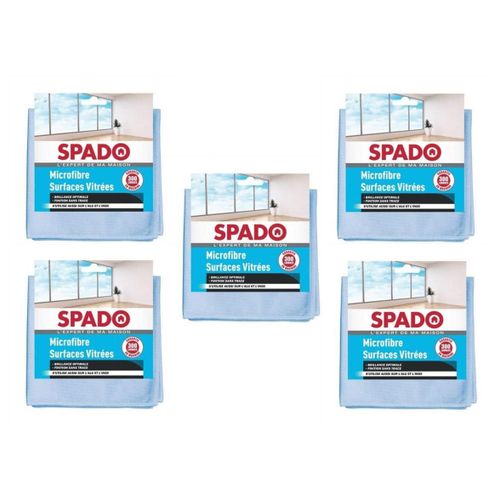 Spado Lot de 5 Microfibres Lavable 38x38cm pour surfaces vitrées Alu et Inox
