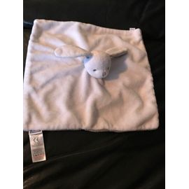 Doudou Plat Lapin Blanc Et Gris Jacadi 21*21cm