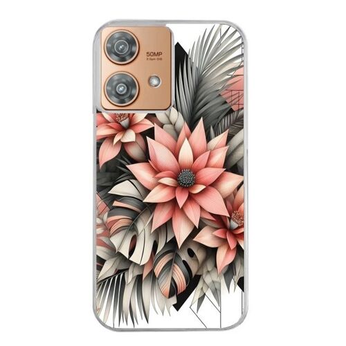 Coque Pour Moto Edge 40 Neo Fleur Geometrique Noire