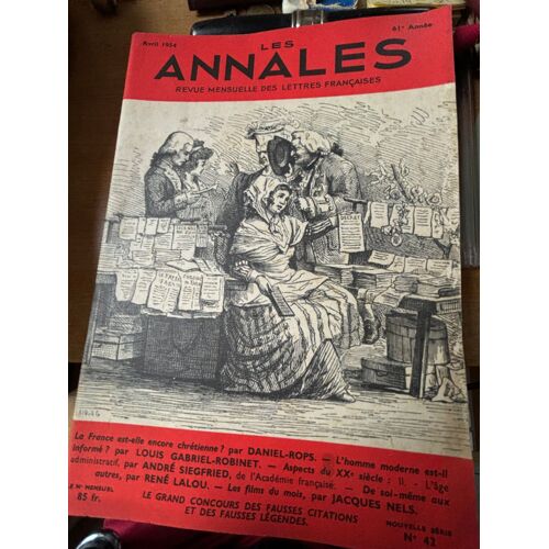 Les Annales. Revue Mensuelle Des Lettres Françaises Mai 1954 Nouvelle Série N°43.