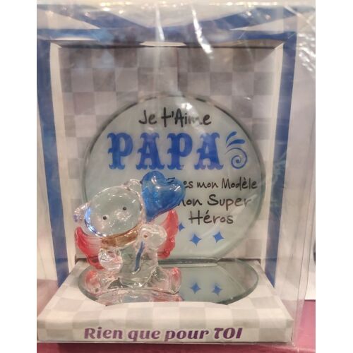 Figurine Ours Verre Papa rien que pour Toi 10 cm