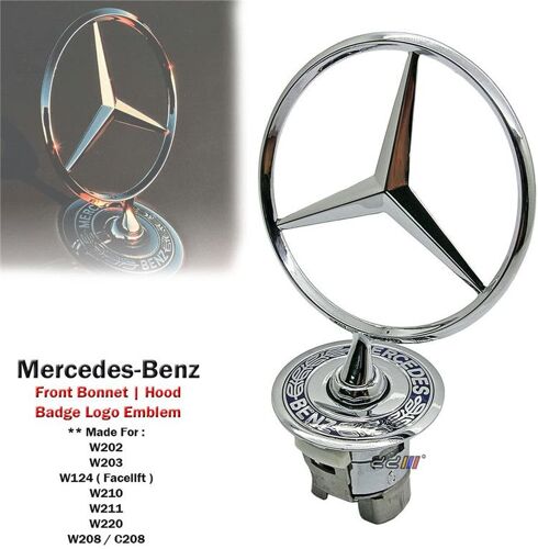 Logo Étoile Badge Hood, Fronde Voiture En Alliage De Zinc Ornement De Capot Emblème Chrome D'eagle Badge Logo 3d Pour Mercedes Benz C E S W Classe