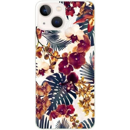 Coque pour Iphone 14 PLUS jungle automne tropical violet