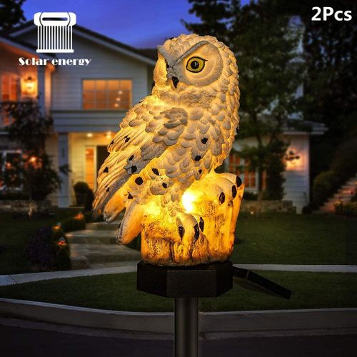 2pcs Lampe Solaire Led De Jardin En Forme De Hibou - Étanche- Éclairage Extérieur - Veilleuse Décorative Pour La Maison Et Le Jardin