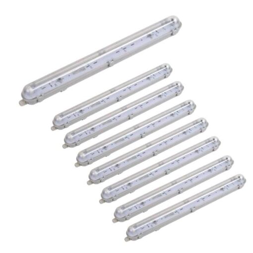 Bellanny Tube Fluorescent LED De 30 Cm - 10 W - 1200 Lm - 6500 K - Blanc Froid - Pour Pièces Humides - Angle D'éclairage : 130° - Pour Salle De Bain, Salon, Cuisine, Atelier