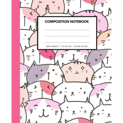 Cat Composition Notebook Wide Ruled: Composition Notebook Wide, Wide-Ruled Composition Notebook, 200 Sheets (7.5 X 9.25) Wide Ruled Page