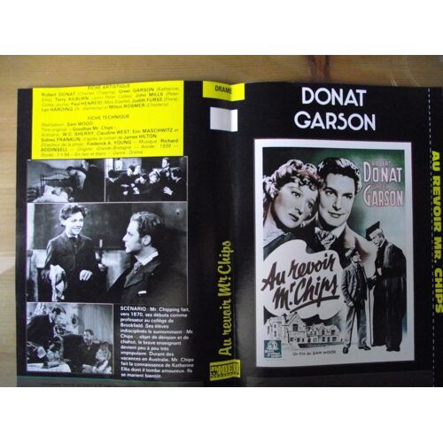 Tv Video Jaquette Du Film Au Revoir Mr Chips.Réalisation:Sam Wood Avec Robert Donat Greer Garson Terry Kilburn John Mills