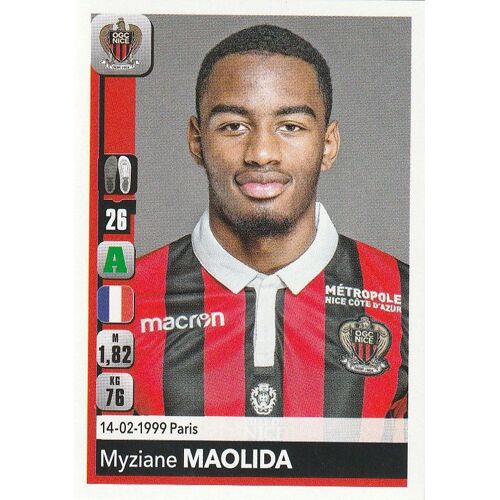 N° 319 - Stickers Image Vignette - Panini - Foot 2018 / 2019 - Myziane Maolida - Nice