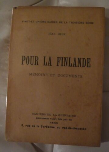 Pour La Finlande - Mémoire Et Documents