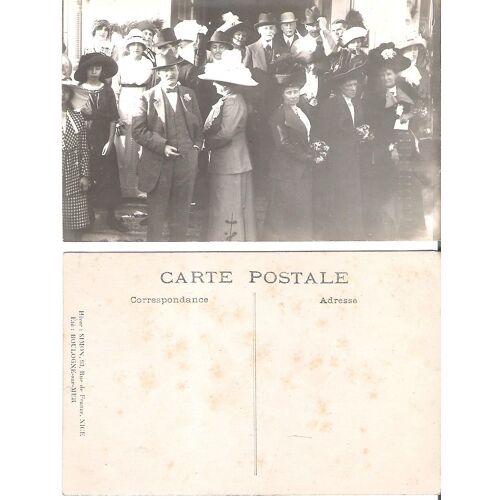 Cpa Mariage Femmes Et Hommes Portant Chapeau
