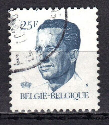 Belgique 1990 : Roi Baudouin 1er - Timbre 25 F. Bleu-Gris Oblitéré