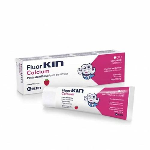 Dentifrice - Kin - Fluorkin Calcium - 75ml - Goût Fraise - Renforce Les Dents 