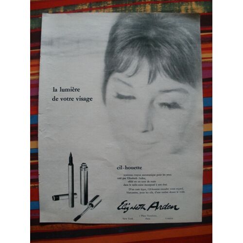 Publicité Ancienne (Avril1963) Pour Le Nouveau Crayon Automatique Pour Les Yeux Cil Houette D'élizabeth Arden (7 Place Vendôme À Paris)