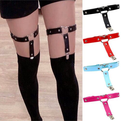 Ceinture De Jarretelles En Cuir Pu Pour Femmes, Punk, Coeur, Sexy, Harajuku, Harnais Élastique, Sangle De Jarretelle Serrée, Harnais De Jambe, Ceintures De Bondage