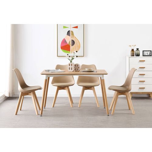 Table Rectangulaire Style Scandinave - Effet Chêne - Design & Contemporain