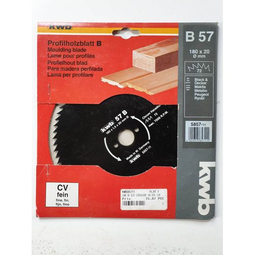 LAME DE SCIE 180 X 20 X 1,4 MM 72 DENTS KWB