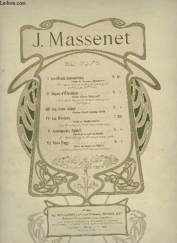 Melodie N°1 : Avril Est Amoureux - Piano Et Chant Tenor.