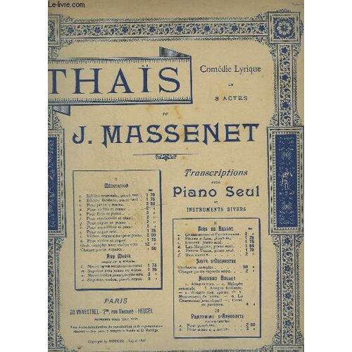 Thais - N° 1 D : Meditation Pour Violon Et Piano.