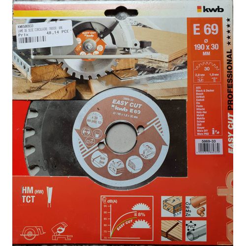 LAME SCIE 190 X 30 X 1,8 MM KWB MULTI MATERIAUX 30 DENTS REAFFUTABLE