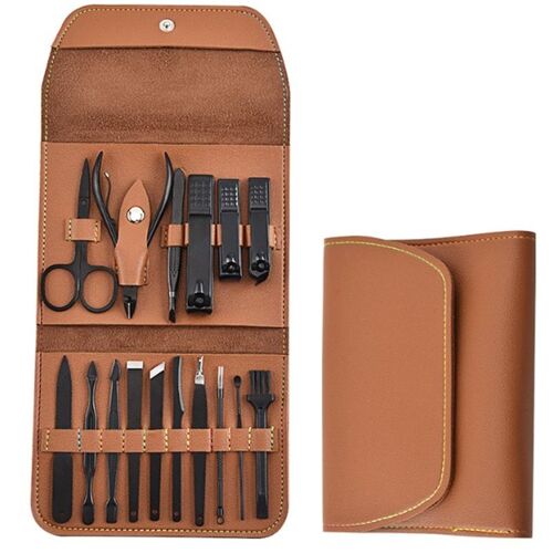 B16pcs Jaune - Ensemble Coupe-Ongles De Manucure Et Pédicure, En Acier Inoxydable, Cuillère À Oreilles, Ciseaux À Ongles, Outil De Manucure Et Pédicure 