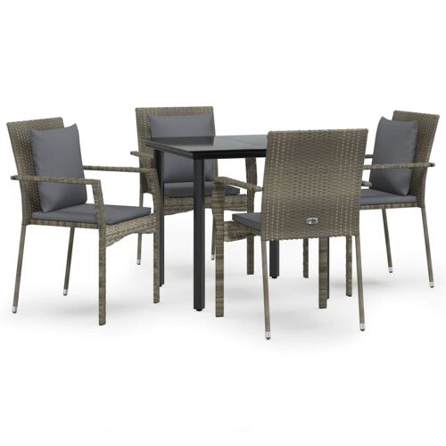 Vidaxl Mobilier À Dîner De Jardin Et Coussins 5 Pcs Noir Et Gris