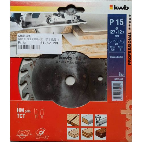 LAME SCIE 127 X 12,7 X 1,8 MM KWB BOIS/PVC/ETC