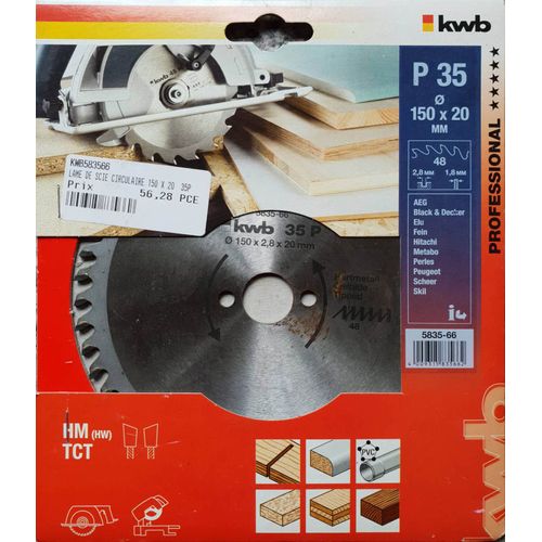 LAME SCIE 150 X 20 X 1,8 (48 DENTS) KWB MULTI MATERIAUX