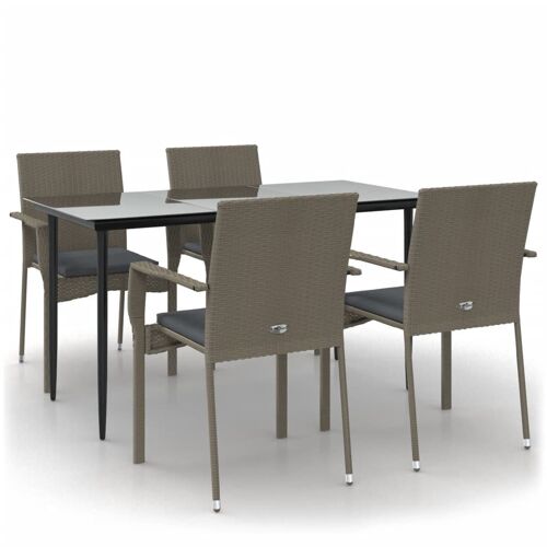 Vidaxl Mobilier À Dîner De Jardin Et Coussins 5 Pcs Noir Et Gris