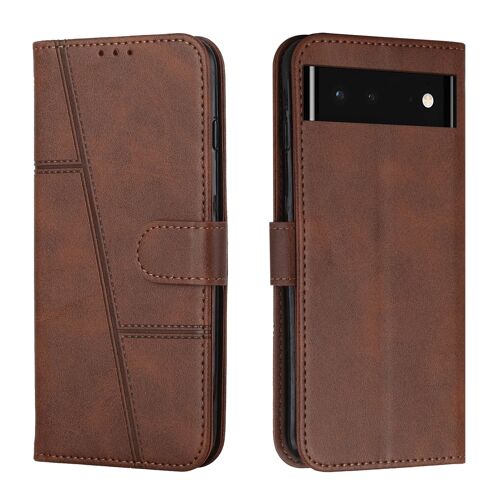 Coque Pour Google Pixel 6 Avec Porte Cartes,Housse En Cuir Pu Pochette Portefeuille Magnétique Etui De Protection,Antichoc Housse Rabat Clapet Pour Google Pixel 6,Cafe