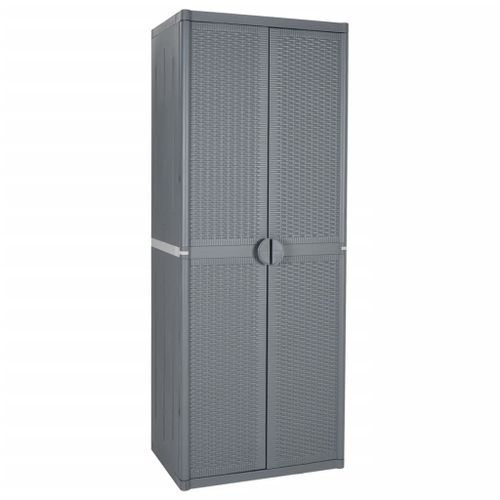 Vidaxl Armoire De Rangement De Jardin Gris 65x45x172 Cm Pp Rotin