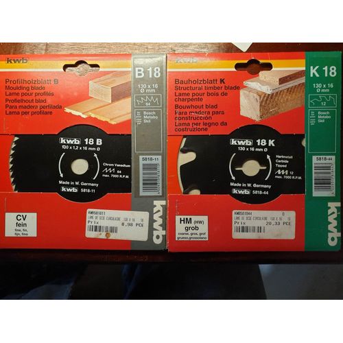 LAME SCIE CIRCULAIRE 130 x16 KWB K18 B18 (lot)