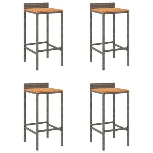 vidaXL Tabourets de bar 4 pcs gris résine tressée et bois d'acacia