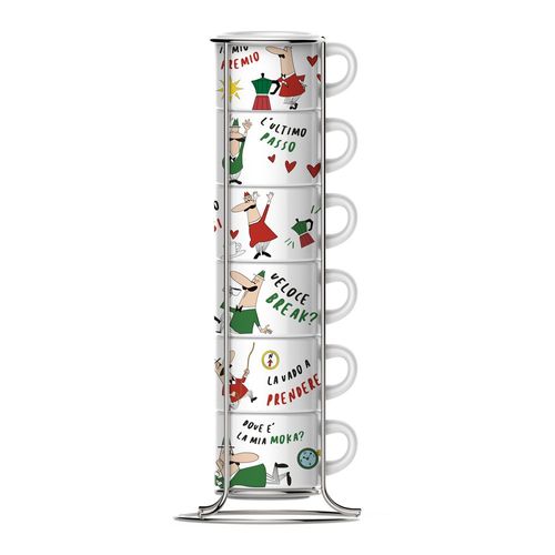 Service à Expresso Italy avec 6 Tasses et Support