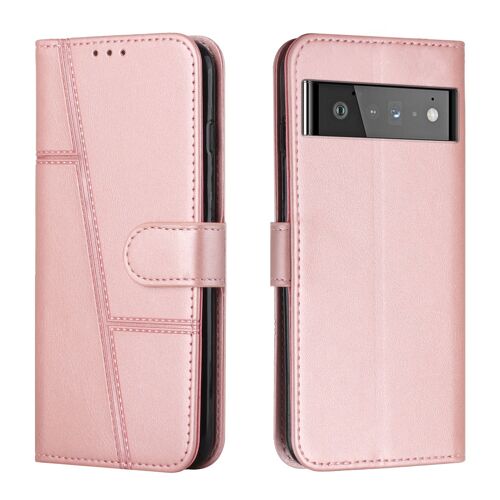 Coque Pour Google Pixel 6 Pro Avec Porte Cartes,Housse En Cuir Pu Pochette Portefeuille Magnétique Etui De Protection,Antichoc Housse Rabat Clapet Pour Google Pixel 6 Pro,Rose