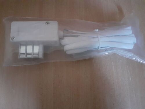 Cordon et fiche téléphone blanc prise T gigogne vers RJ11 mâle 5 m