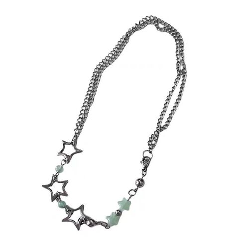 Chaîne De Clavicule Étoile Cristal Perle Pose Choker Pour Femmes Collier De Perle Délicat