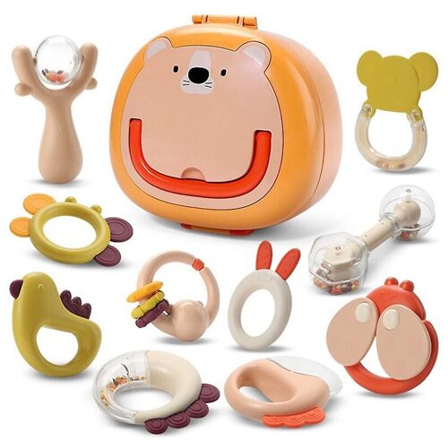 10 Pièces Petit Animal Rattle Mélange Couleur Dentition Anneau Bébé Set 0-12