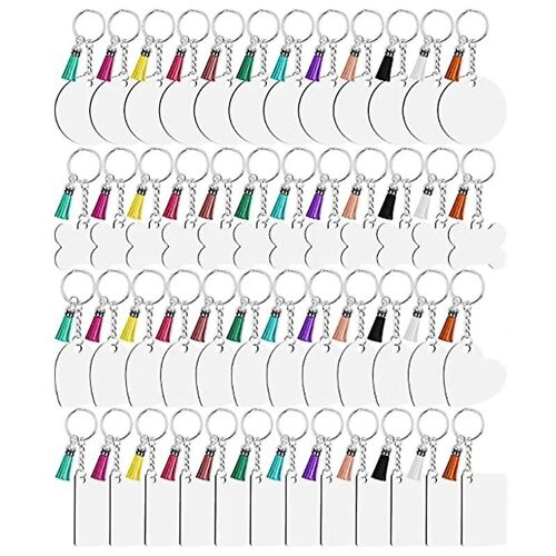 160 Pcs Blank Keychains Set 40 Pcs Mdf Keychain Blanks 40 Pcs Leather Tassels
