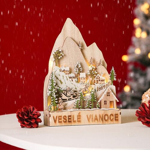 Joyeux Noël Ornements en bois Led Lumière Noël Arbre Maison Décorations de bureau