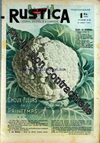 Rustica [No 35] Du 31/08/1941 - Choux-Fleurs De Printemps - Le Berger - Creation D'une Belle Futaie