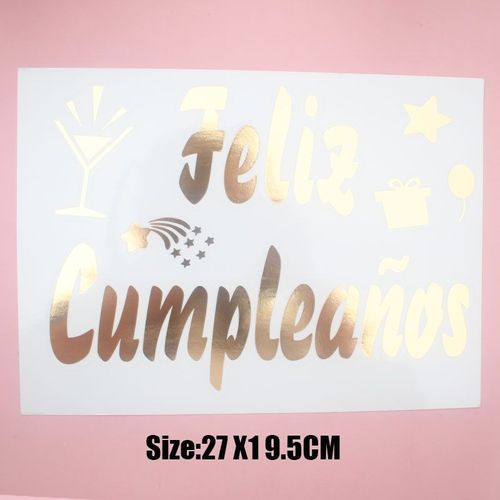 or 27.5X19.5CM - Autocollant de ballons transparents à faire soi-même, décorations de fête d'anniversaire et de mariage, lettre licorne espagnole, DIY bricolage