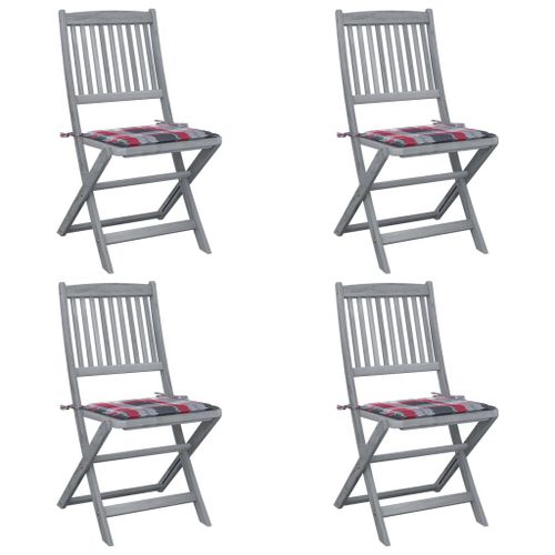 Vidaxl Chaises Pliables D'extérieur 4 Pcs Avec Coussins Bois D'acacia
