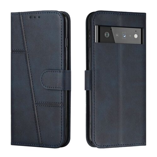 Coque Pour Google Pixel 6 Pro Avec Porte Cartes,Housse En Cuir Pu Pochette Portefeuille Magnétique Etui De Protection,Antichoc Housse Rabat Clapet Pour Google Pixel 6 Pro,Bleu