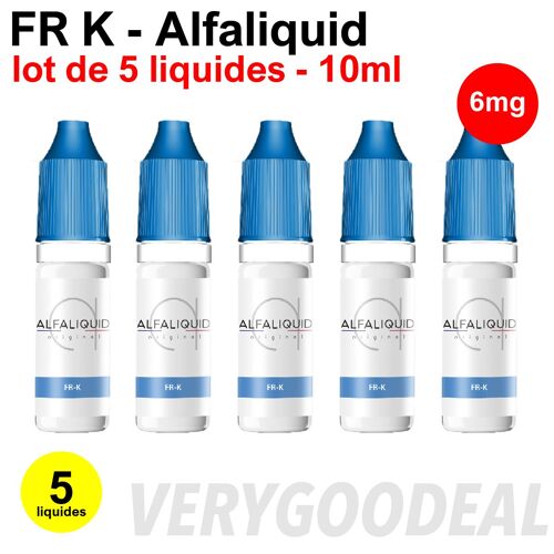 E-liquid FRK en 6 mg lot de 5 liquides ALFALIQUID