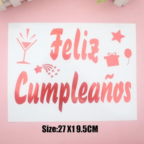 rouge 27.5X19.5CM - Autocollant de ballons transparents à faire soi-même, décorations de fête d'anniversaire et de mariage, lettre licorne espagnole, DIY bricolage